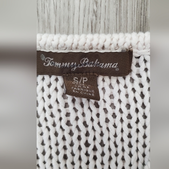 Tommy Bahama Women's White Cotton Short Sleeve Cable Knit Sweater Top Size Small - Picture 7 of 9